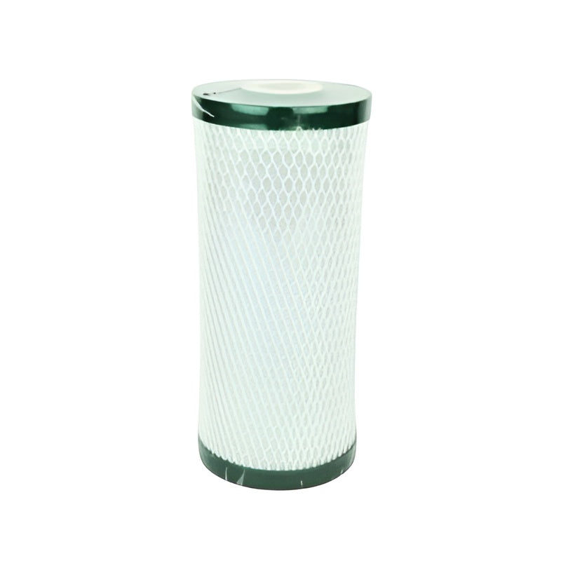 10_inch_Cylindrical_white_active_carbon_filter_with_green_top_and_bottom_on_a_white_background