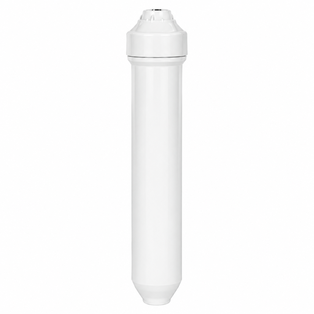  10" In line empty cartridge 1/4" NPT with white background