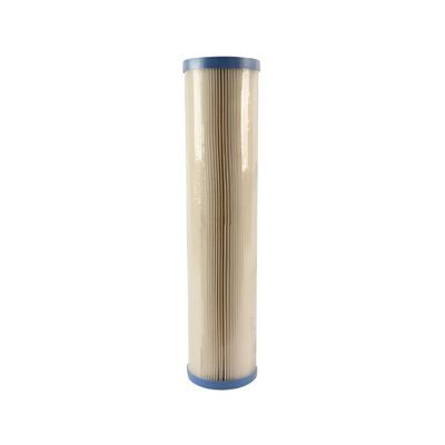 20_Inch_20_micron_Big_Blue_ECP20_Pleated_Filter_Cartridge_on_a_plain_white_background