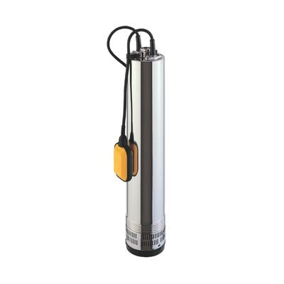 Cylindrical_stainless_steel_Acuria_17_and_27_clean_water_submersible_pump_with_a_float_switch_against_a_white_background