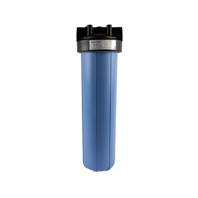 Big_Blue_water_bag_filter_vessel_housing_with_black_top_on_a_white background