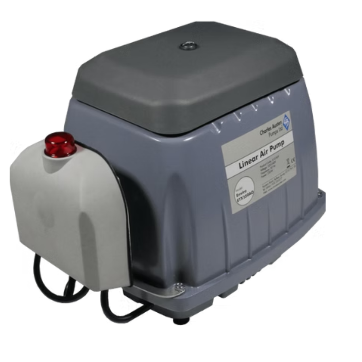 Charles Austen oil-free linear air pump with low-pressure alarm