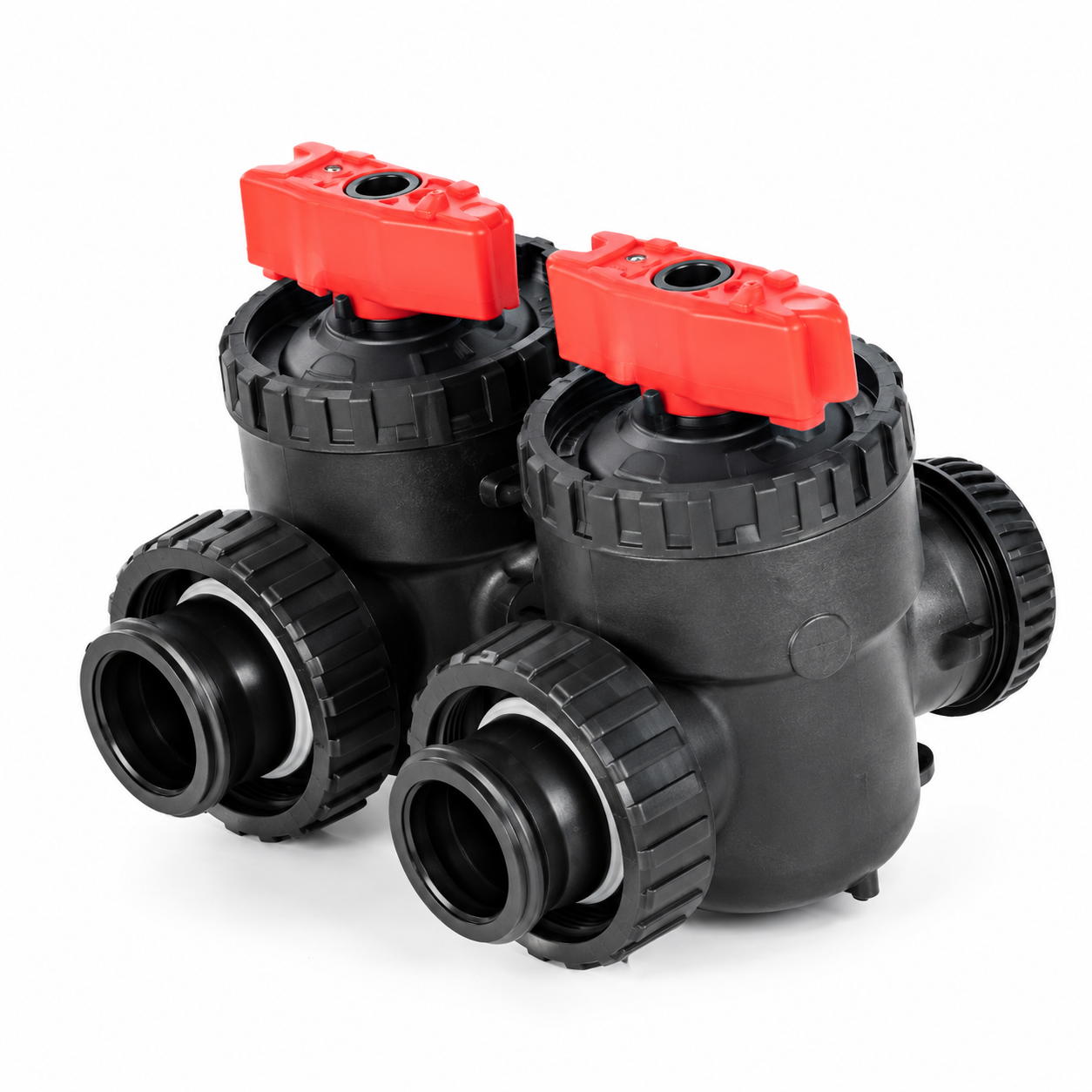 black valves with red control