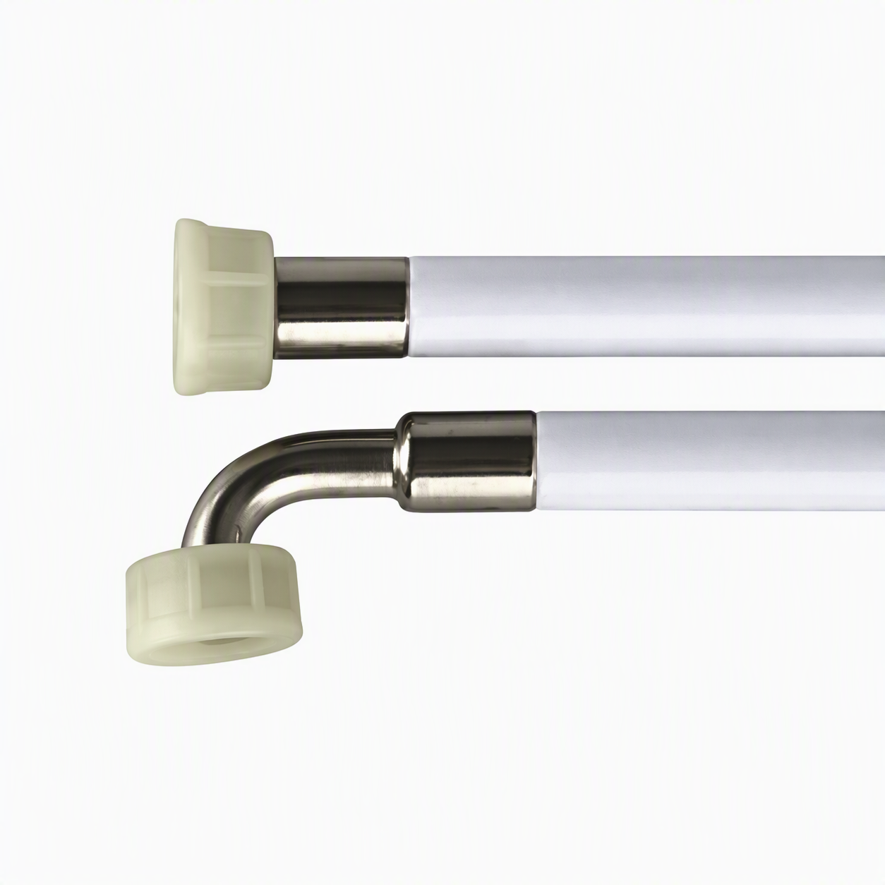 pair of hose pipe with plastic fittings with white background