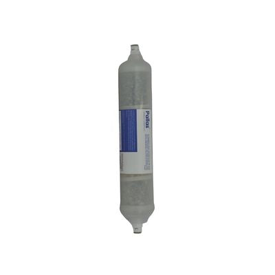 Grey_cylindrical_Inline_Reminirealisation_filter_Cartridge_with_blue_and_white_pallas_label_on_a_white_background