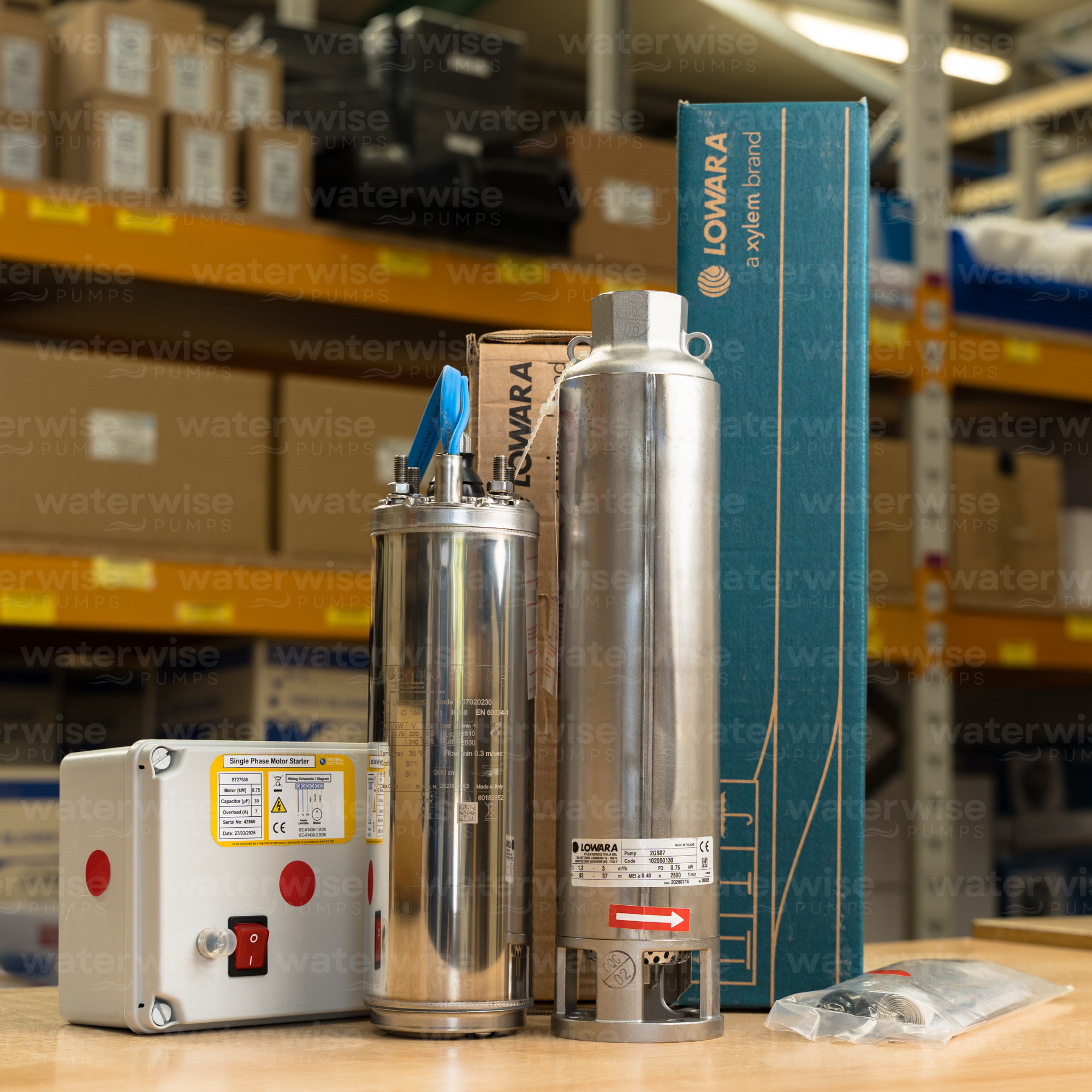Lowara 2GS 230V Submersible Borehole Pump for Clean Water - 2M3/Hr Flow Rate