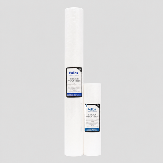 Pallas PP Sediment Filter Cartridge for water filtration systems, designed to remove sediment, dirt, rust, and suspended particles from water supplies, helping to protect filtration equipment and improve water quality.