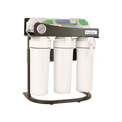 Three_white_cylinder_Pallas_Viva_6T_Stage_With_Frame_anti_scale_dosing_system_on_a_white_background