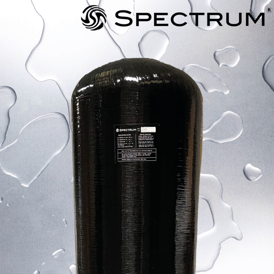 Black cylindrical vessel with spectrum logo