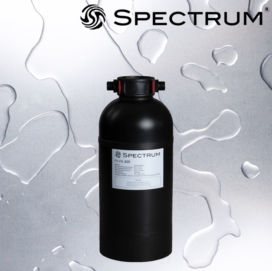 Black polypropylene vessel with spectrum logo