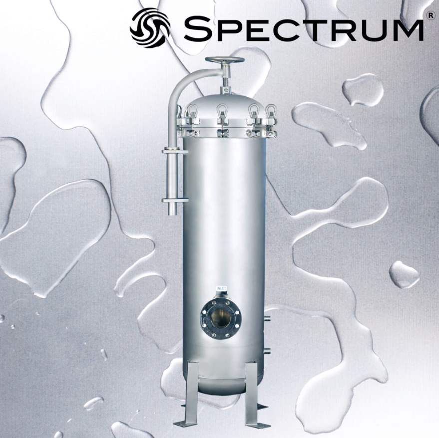 SPECTRUM INOX Premier Filter Housing 21 X 40" 4" DN100 with Gauges - PFH-SGB-21-40-4F-G