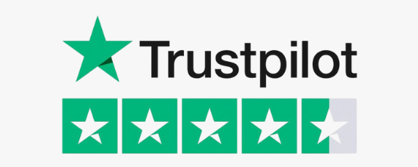 Trust pilot logo with our four and a half star rating
