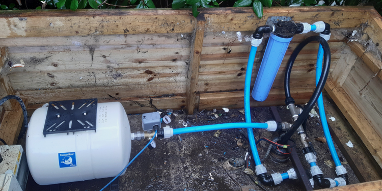 Waterwise pressure vessel installation in a below ground setting.