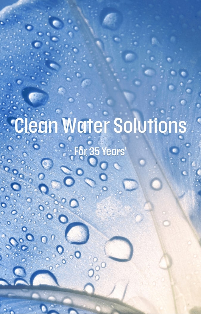 Header image of a vibrant blue water flow with rain droplets covering the leaves.