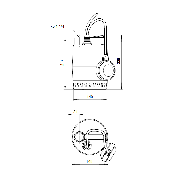 Grundfos Unilift KP 250 A1 Submersible Pump 230V with Level Switch