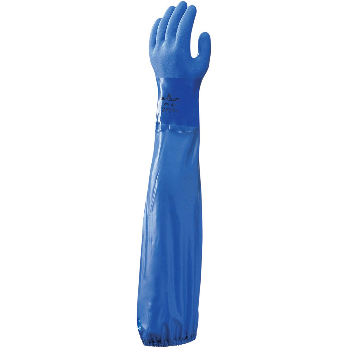 Showa 690 24inch Extended Chemical Resistant PVC Gauntlet Gloves - Size 9