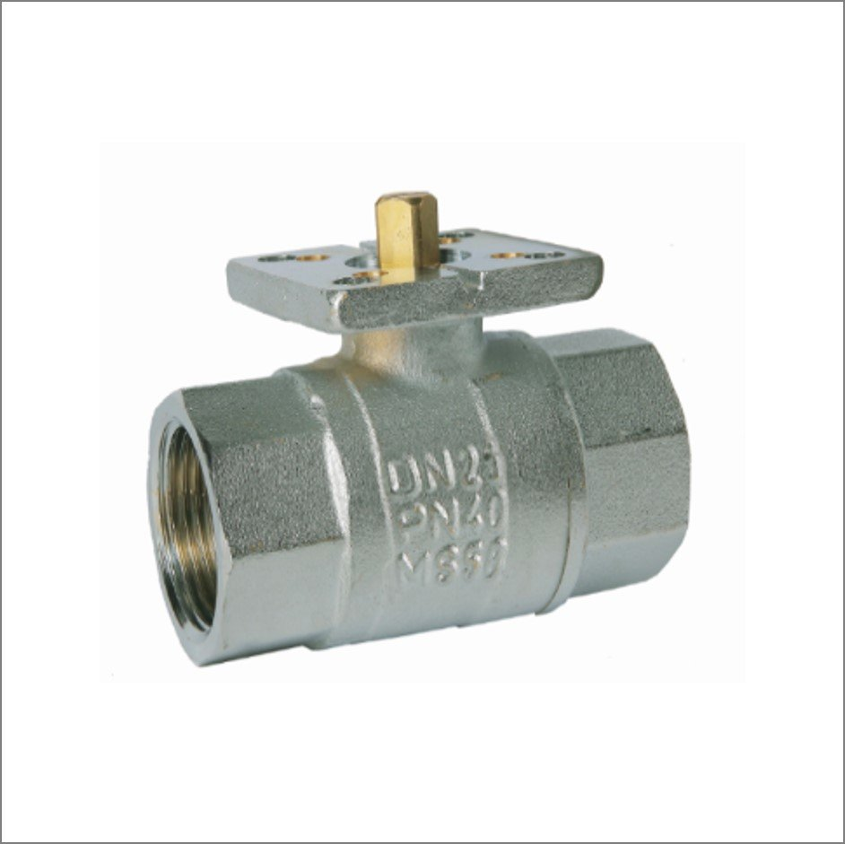 1" Brass ISO Mount L-Port 3 Way Ball Valve