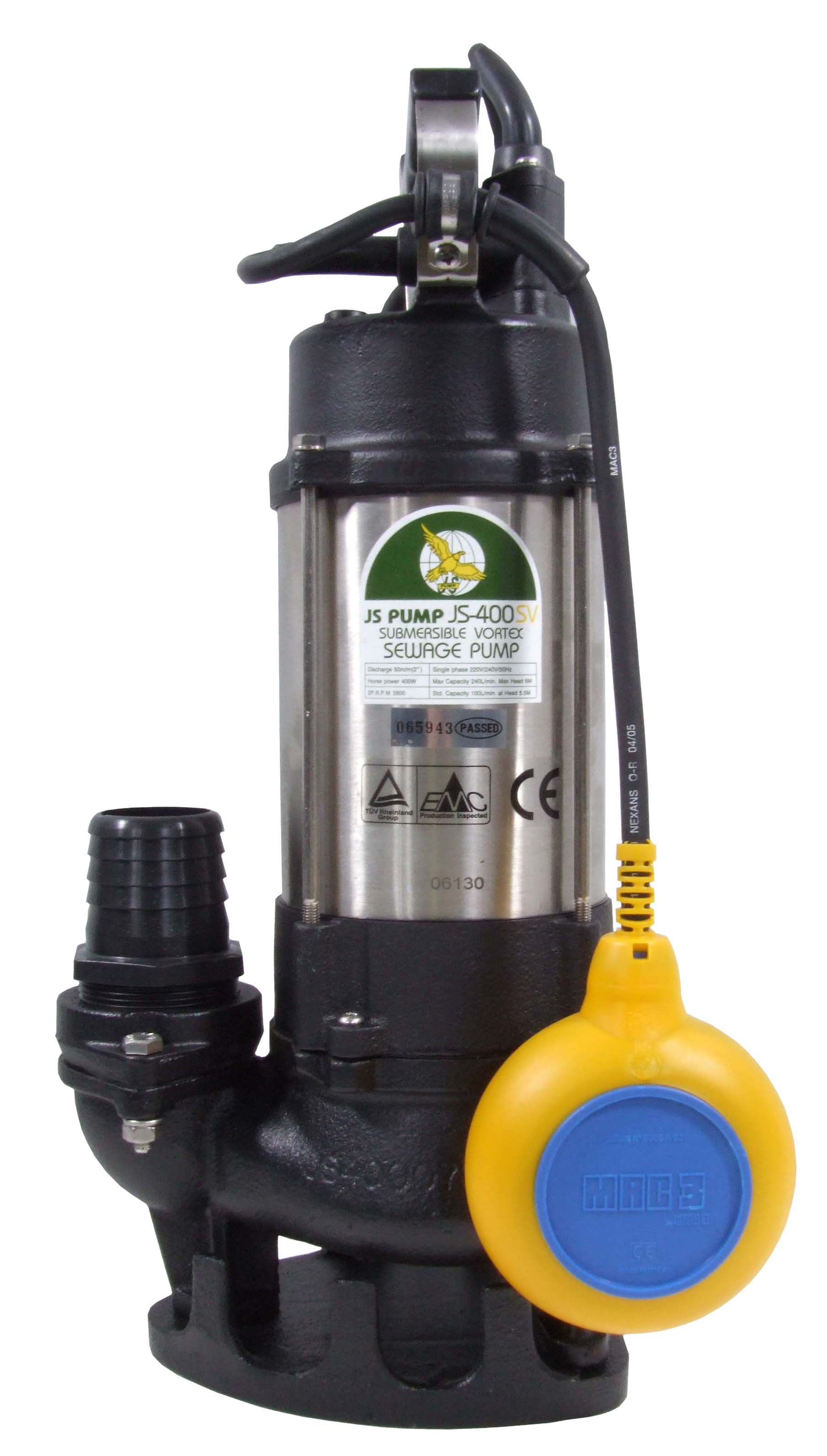 JS Pump JS 400 SV Submersible Sewage Vortex Pump 230v